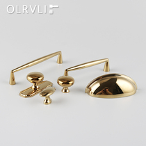 意大利OLRVLI纯铜抽屉拉手金色镀铬轻奢美式橱柜把手贝壳耳朵拉手