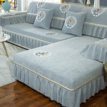 欧式雪尼尔沙发垫四季通用防滑坐垫子贵妃组合全包万能沙发套罩巾
