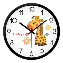挂钟儿童女孩卧室静音时钟男孩房间挂墙动物长颈鹿幼儿园卡通钟表