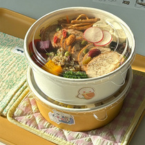 加厚快餐打包盒一次性野餐圆形泡面纸碗水果沙拉碗便当大口径饭盒