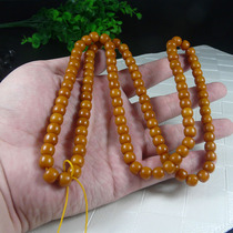 天然正品新疆和田玉籽料黄沁苹果珠挂件108颗老形珠项链挂件绳子