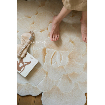 若奈 V*lentino“金丝白牡丹”立体手雕床边毯入门地垫镜前小毯