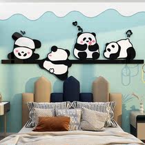 网红儿童小房间布置墙面装饰熊猫主题环创女孩公主卧室床头贴纸画