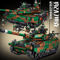 军事大型坦克积木66027德国豹2A7履带式装甲车男拼装玩具兼容乐高