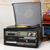LP黑胶唱片机复古留声机多功能CD磁带一体老美台式轻奢小型电音响