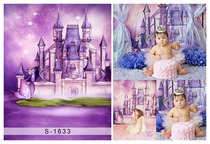 迪士尼儿童百天照影楼摄影背景布幕布帆布加厚油画布S-1633城堡