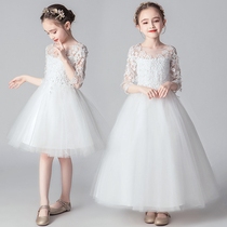 花童礼服女童儿童白色婚纱裙蓬蓬裙连衣裙钢琴演出服大童公主裙子