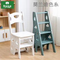 折叠梯凳子家用实木多功能梯子椅子两用折叠梯子凳四步梯凳实木梯