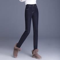 品牌高端尚小脚长裤冬季加绒高时级感女士紧身显瘦显长裤腿牛仔裤