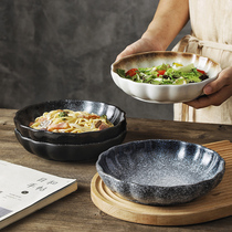 复古菜盘子日式餐厅粗陶餐具陶瓷高级感创意甜品西餐菜碟汤盘餐盘
