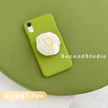 清新韩风牛油果绿iPhone15promax手机壳12原创小众设计13奶油玫瑰苹果14promax皮质保护壳华为p50pro