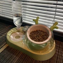 鹿角宠物碗双碗猫碗狗碗猫咪自动饮水陶瓷狗食盆泰迪饭盆猫咪用品
