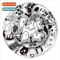 50 black and white Halloween luggage stickers creative water