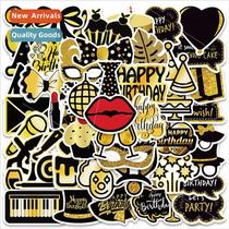 50 black and gold birthday party graffiti stickers luggage c
