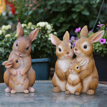庭院花园创意可爱小兔子动物摆件办公室柜子工艺品卡通装饰品摆设