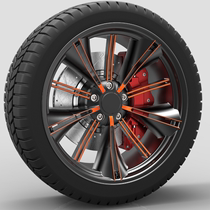 奥迪汽车轿车轮胎实体3D三维几何数模型stp制动系统刹车盘摩擦片