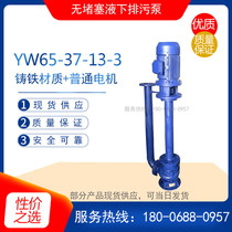 YW65-37-13-3型铸铁无堵塞液下排污泵 防缠绕污水泵 电动排抽水泵