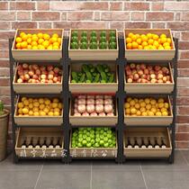 水果蔬菜货架百果园零食超市商用多层功能货物摆放木制置物展示架