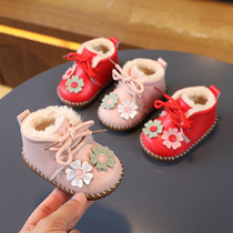 巴拉巴柆宝宝马丁靴冬季加绒加厚皮面短靴婴儿学步鞋0-3岁棉鞋子2