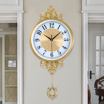 高端简欧式铜挂钟客厅家用时尚艺术挂墙大气时钟创意轻奢装饰钟表