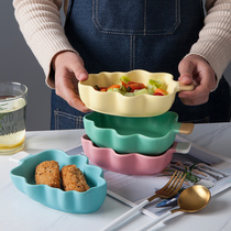 北欧风儿童水果碗点心坚果碗陶瓷烘焙焗饭碗盘家用甜品沙拉碗餐具