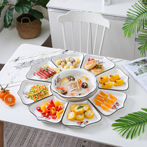 特色陶瓷拼盘扇形餐盘团圆餐具套装组合圆桌宴席用盘家庭聚餐菜盘