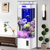轻奢电视柜旁小型鱼缸家用客厅超白玻璃生态循环免换水金鱼缸定制