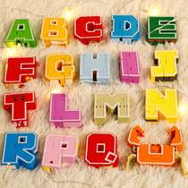 。26字母变形玩具套装恐龙机器人金刚ABC动物男孩益智儿童女孩礼
