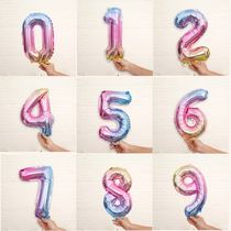 生日数字气球装饰布置炫彩数字铝膜字母气球男宝女宝派对装饰场景