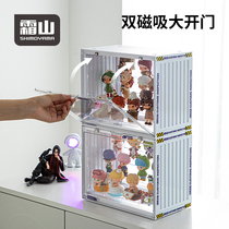 霜山手办展示柜集装箱机能风玩偶模型乐高积木泡泡玛特透明收纳盒