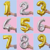 2022彩虹数字铝膜气球16寸宝宝周岁派对32寸儿童生日装饰浪漫造型