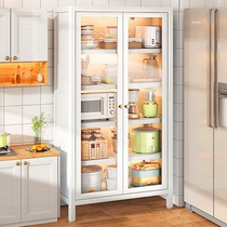 厨房置物架落地多层带门收纳柜子多功能橱柜微波炉碗碟电器储物柜