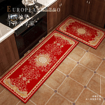 高级感红色厨房地垫防滑防油可擦免洗硅藻泥吸水脚垫定制地毯L形