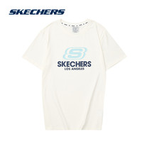 Skechers斯凯奇短袖男女春夏季新款白色情侣速干运动潮流圆领T恤