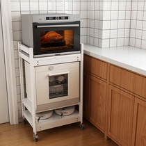 三层厨房微波炉置物架落地多层大尺寸嵌入式烤箱洗碗机收纳架带轮