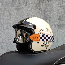 3C认证ORZ复古摩托车头盔男女电动踏板半覆式3/4半盔四季情侣小牛