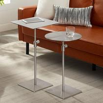 不锈钢边几可升降圆桌高脚设计小茶几咖啡桌移动沙发边桌金属角几