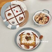 ok maji举个栗子可爱碗碟套装家用陶瓷餐具饭碗沙拉菜盘早餐盘子