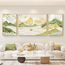 日照金山客厅装饰画奶油风山水风景挂画油画大气沙发背景墙三联画