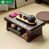 实木中式茶桌飘窗小茶台家用榻榻米茶几可折叠插板桌阳台移动矮桌