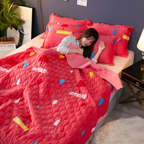 冬季加厚盖毯珊瑚牛奶法兰绒毯子加绒冬季床单床垫学生用宿舍毯子