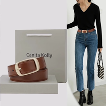 Canita Kolly针扣皮带女款2024新款配牛仔裤真皮腰带女设计感小众