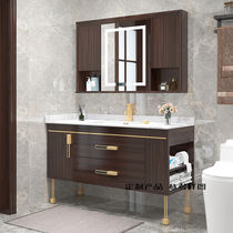 思晞新中式浴室柜洗浴盆柜组合现代新中式实木浴室柜组合陶瓷一体