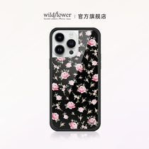 Wildflower黑粉色花朵手机壳Black & Pink Floral适用苹果iPhone15/14/13/12/Pro/Max/Plus硬壳全包wf赵露思