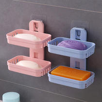 肥皂盒香皂盒皂托皂架双层吸盘壁挂式免打孔沥水皂盒放肥皂的架子
