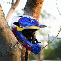 RACEWORK自行车头盔 一体成型山地车速降全盔红牛单车越野安全帽