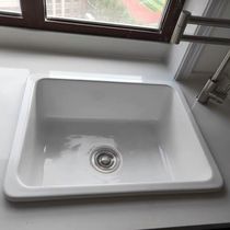 家用嵌入厨房陶瓷洗菜盆阳台上洗衣池小户型水槽60cm台下盆洗手盆