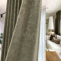 古思特茉莉美式法式轻奢抹茶绿雪尼尔提花窗帘现代客厅卧室定制