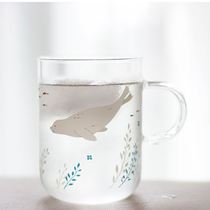 日式耐热玻璃杯可爱水杯创意牛奶花茶杯咖啡杯海豹情侣北极熊杯子