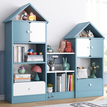 书架落地靠墙大容量家用儿童房阅读收纳柜简约一体美式书柜置物架